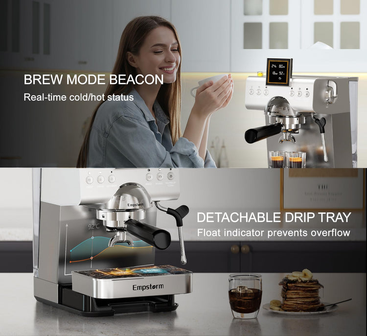 CB2 20 Bar Espresso Machine with Milk Frother Steam 1350W Silver