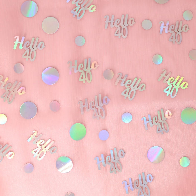 40th Birthday Confetti for Table Iridescent Birthday Party Decorations for Her Circle Dots Hello 40 Women Forty Years Old Birthday Table Scatters Decor Anniversary Party Supplies 300PC (300 Count)