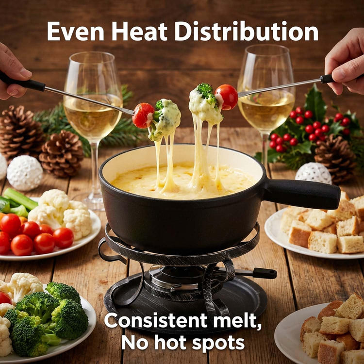 10 Piece Cast Iron Cheese Fondue Pot Set