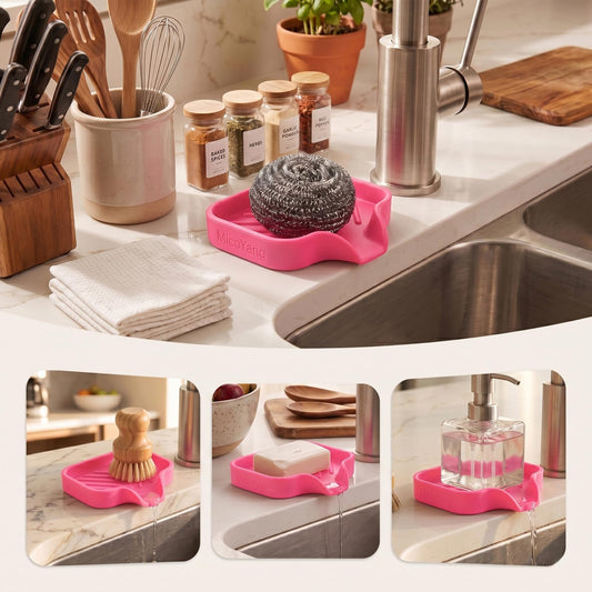 Silicone Soap Dish with Drain Spout