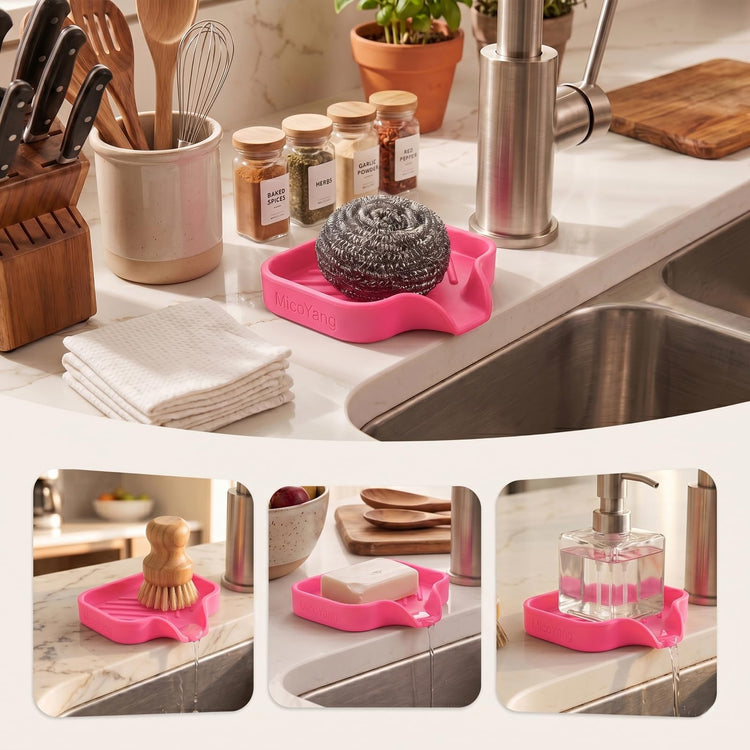 Silicone Soap Dish with Drain Spout