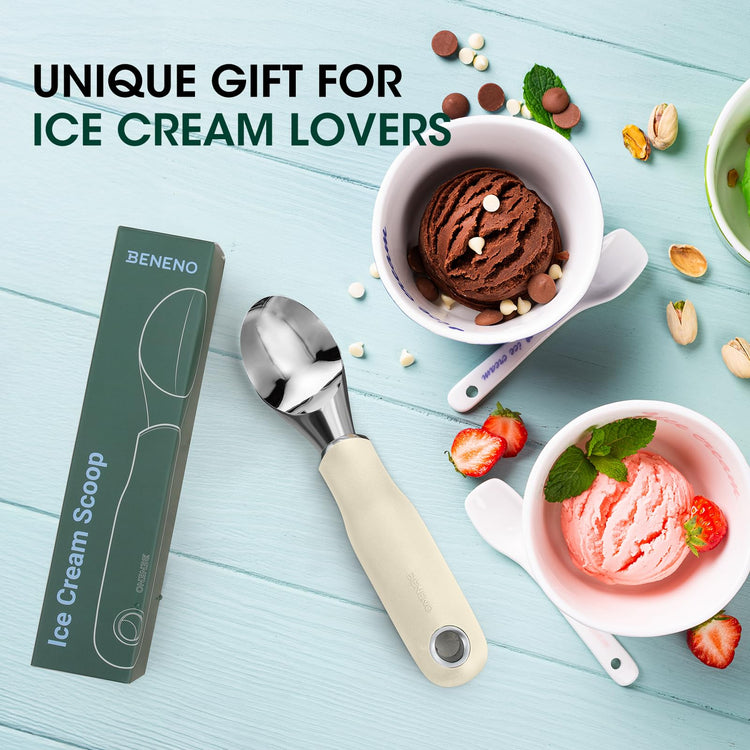 Premium Heavy Duty Ice Cream Scoop with Ergonomic Grip Handle