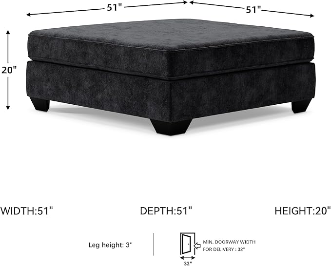 Signature Design by Ashley Lavernett Contemporary Square Oversized Accent Ottoman, Dark Gray