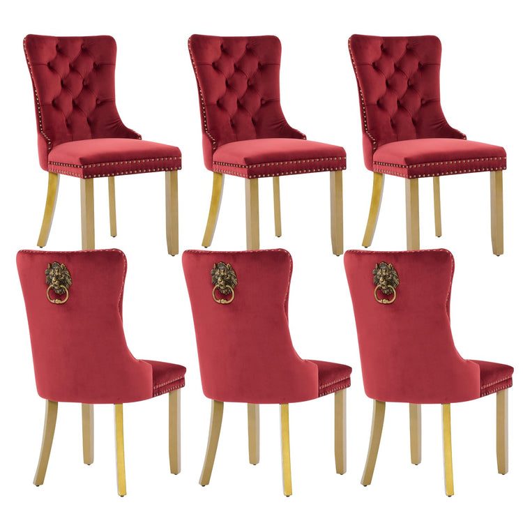 Burgundy Velvet Dining Chairs Set of 6 (6 Count)
