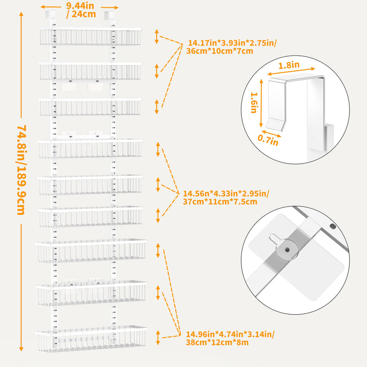 9 Tier White Over The Door Pantry Organizer