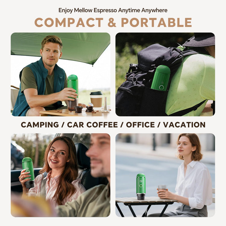 2-in-1 Portable Espresso Maker For Nespresso Pod＆Ground,Green (2.09 Ounce)