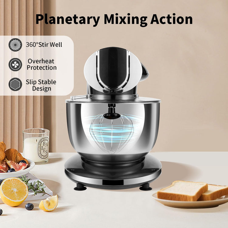 Stand Mixer 8.5QT+ 6QT Two Stainless Steel Bowls Electric Food Mixer Black