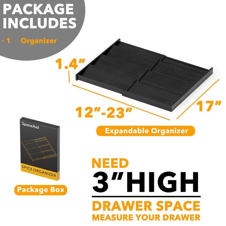Bamboo Black Spice Drawer Organizer