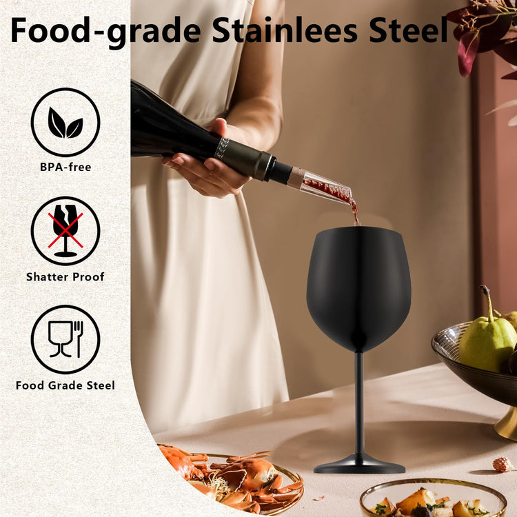 Unbreakable Stainless Steel Wine Glasses Set of 4 (2 Count)