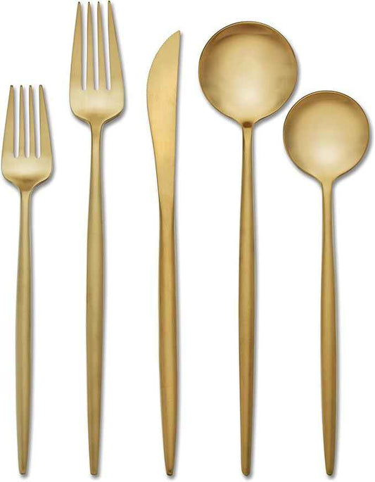 Hampton Forge Zephyr Satin Gold 18/0 20Pc, 3.05 LB, Metallic
