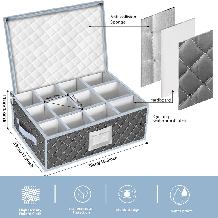 Mug and Cup Storage Box with Dividers (2 Count)