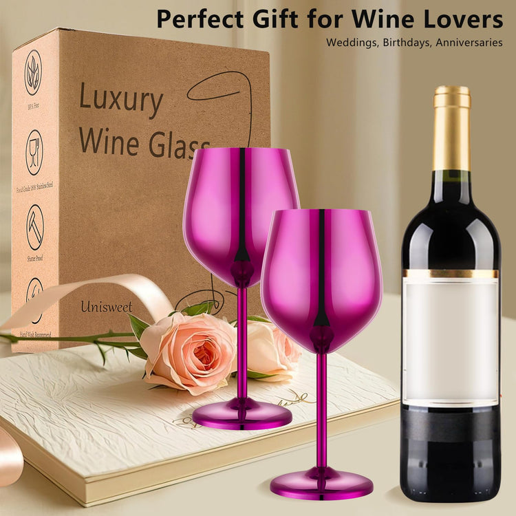 Unbreakable Stainless Steel Wine Glasses Set of 4 (4 Count)