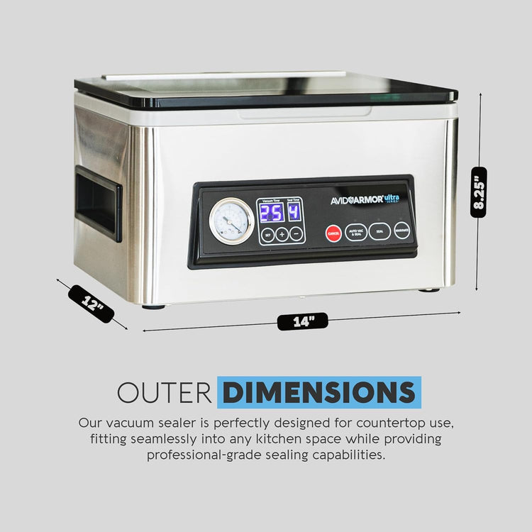 Avid Armor Chamber Vacuum Sealer Machine USV20 Ultra Series for Wet Foods, Meat Vacuum Packing Machine, Compact with 11.5-Inch Vaccum Sealer Bar