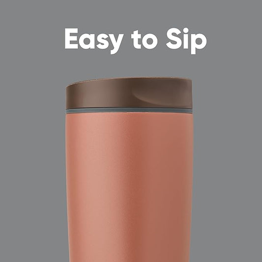 Owala SmoothSip Slider Insulated Stainless Steel Coffee Tumbler, Reusable Iced Coffee Cup, Hot Coffee Travel Mug, BPA Free 20 oz, Cozy Cocoa