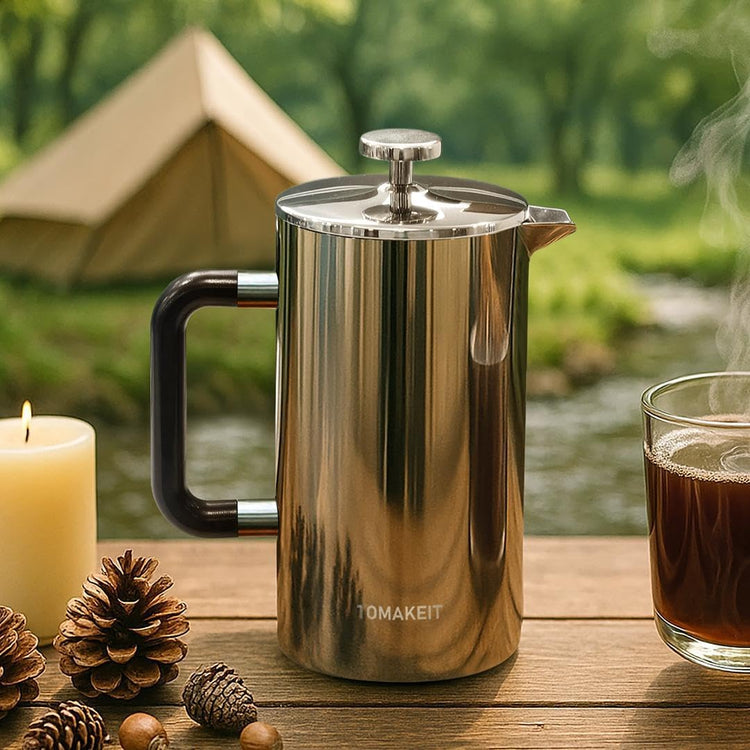 1L/34 Oz French Press Coffee Maker,304 Stainless Steel Coffee Press,Durable & Easy Clean,Leak-Proof Design,Prensa Francesa Para Cafe for Home,Office,Camping