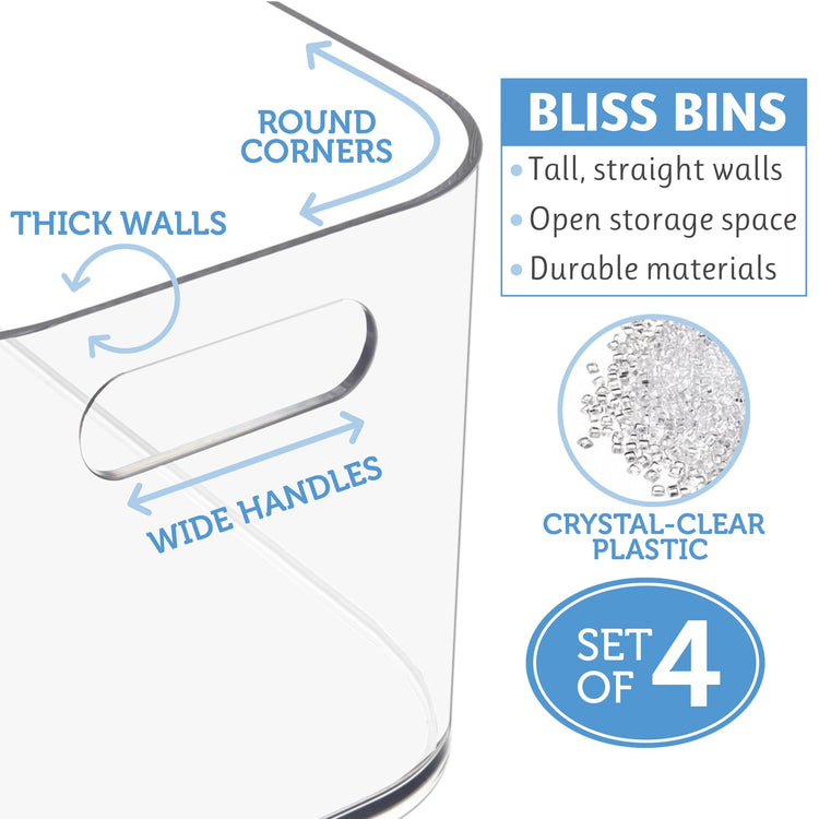 Bliss 10" x 6" Open Clear Pantry Organizer Bin (4 Count)