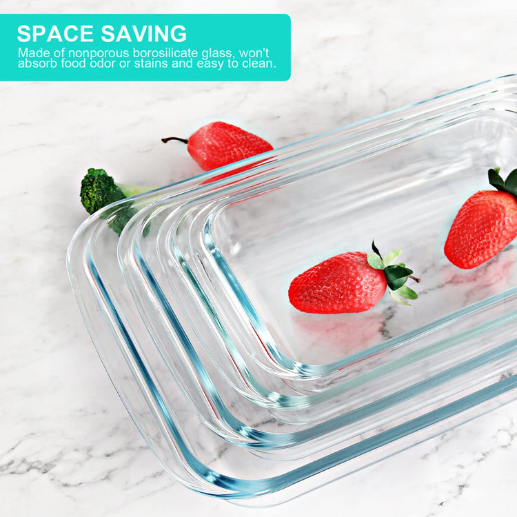 8 Pieces Glass Baking Dish with Lids (8 Count)