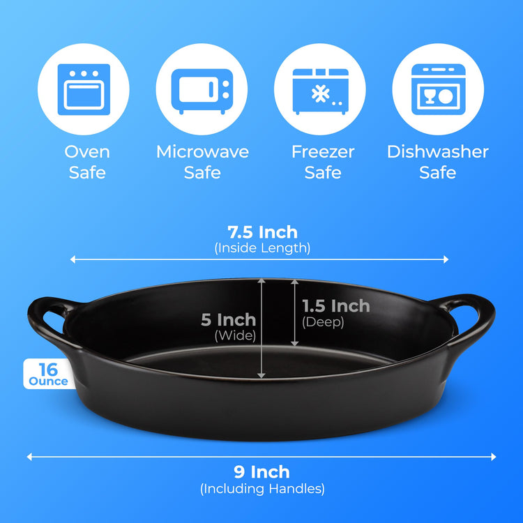 Oval Au Gratin Baking Dishes for Oven Safe and Microwave Cooking and Baking (4 Count)