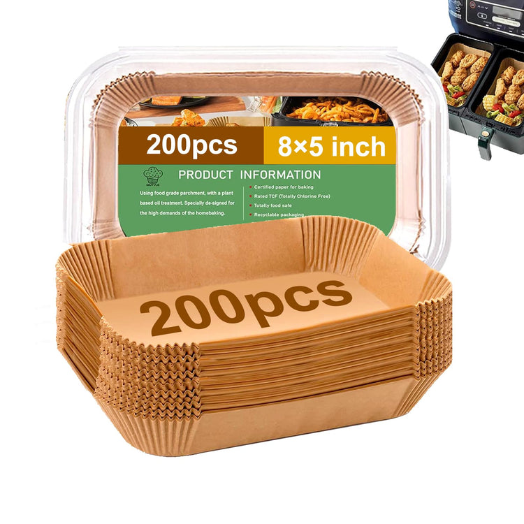 Rectangle Air Fryer Liners for CHEFMAN 6 Quart Dual Basket Air Fryer Oven (200 Count)