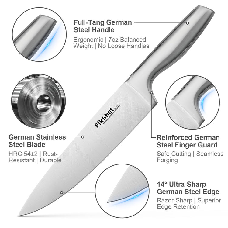 14 Pieces Knife Block Set German Stainless Steel with Sharpener (14 Count)