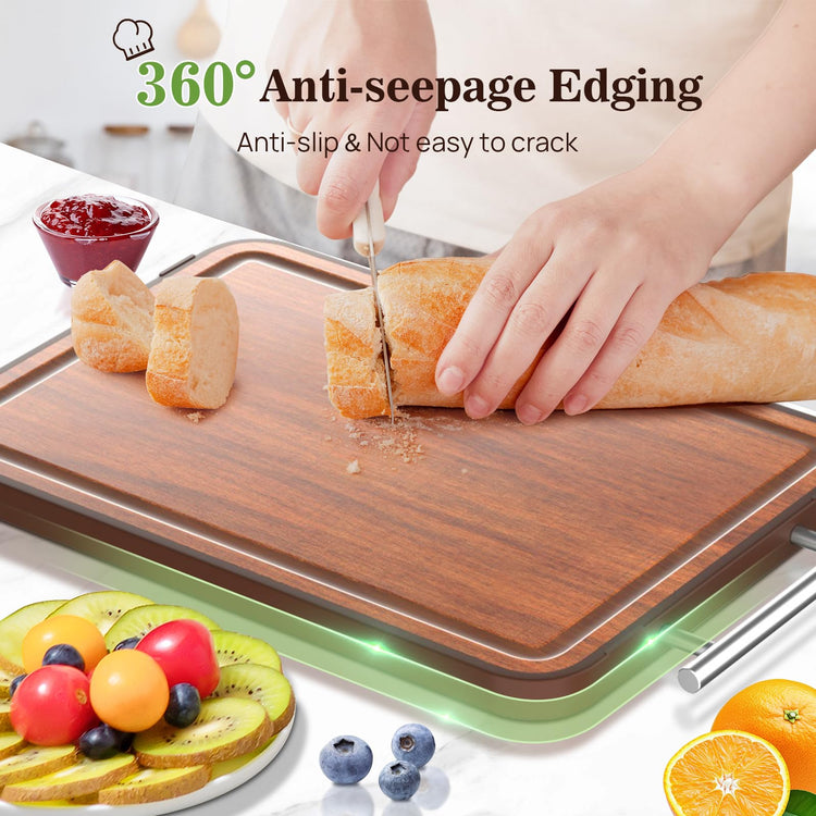 Double Sided Stainless Steel and Ebony Cutting Board