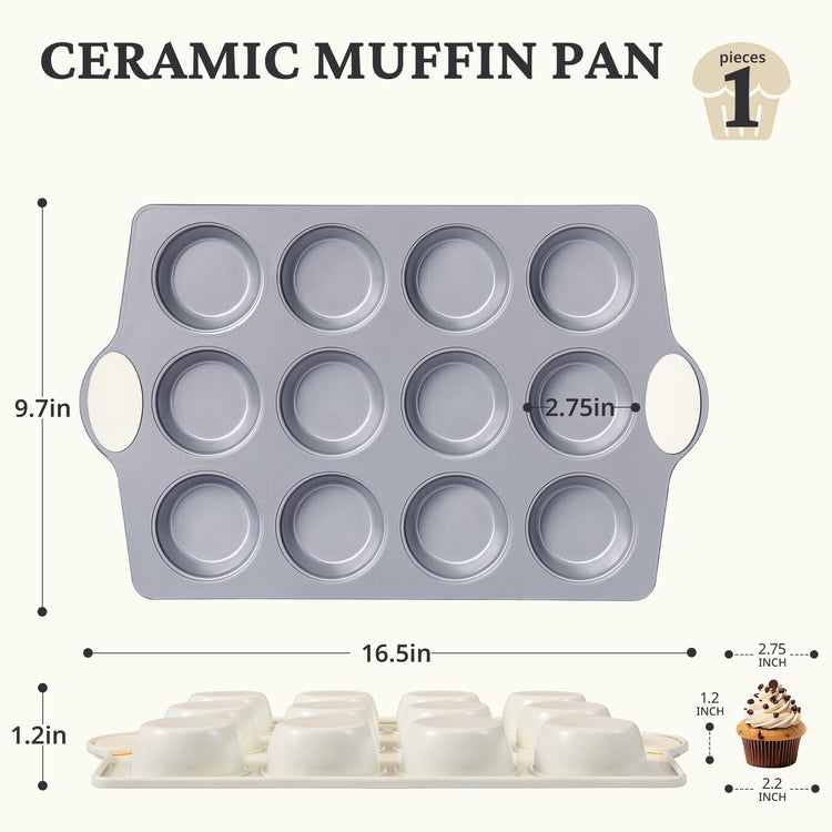12 Cup Ceramic Nonstick Muffin Pan & Cupcake Tin
