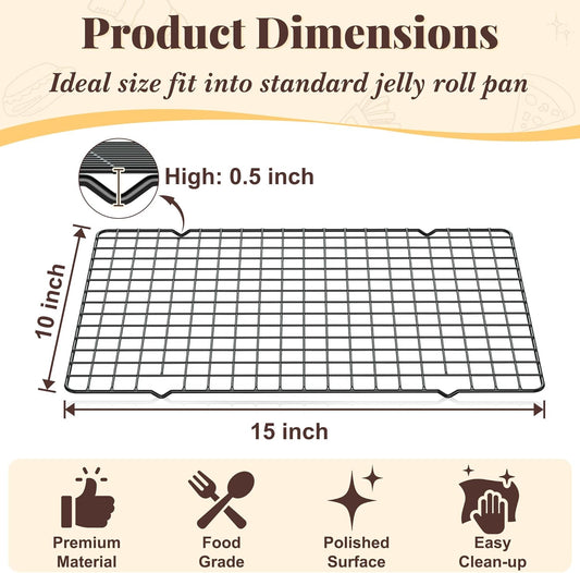 Cooling Racks for Cooking and Baking - 2 PCS 10" x 15" Grid Wire Baking Rack for Oven Cooking, Baking, Grilling, Roasting -Dishwasher Safe Bacon Rack- Fits Jelly Roll Cookie Sheet Pan - Nestoria