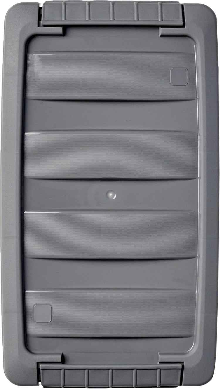 Amazon Basics Plastic Storage Containers with Secure Latching Lids, Stackable Organization Bins, Clear/Grey, 5 Quart, Set of 10