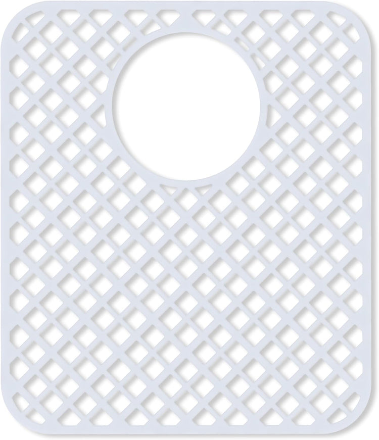 2 Pack Silicone Sink Protectors for Kitchen Sink, Lozenge Pattern 13 x 11 Inches Sink Mat, Non-Slip and Durable Sink Protector Silicone, Rear Drain, White