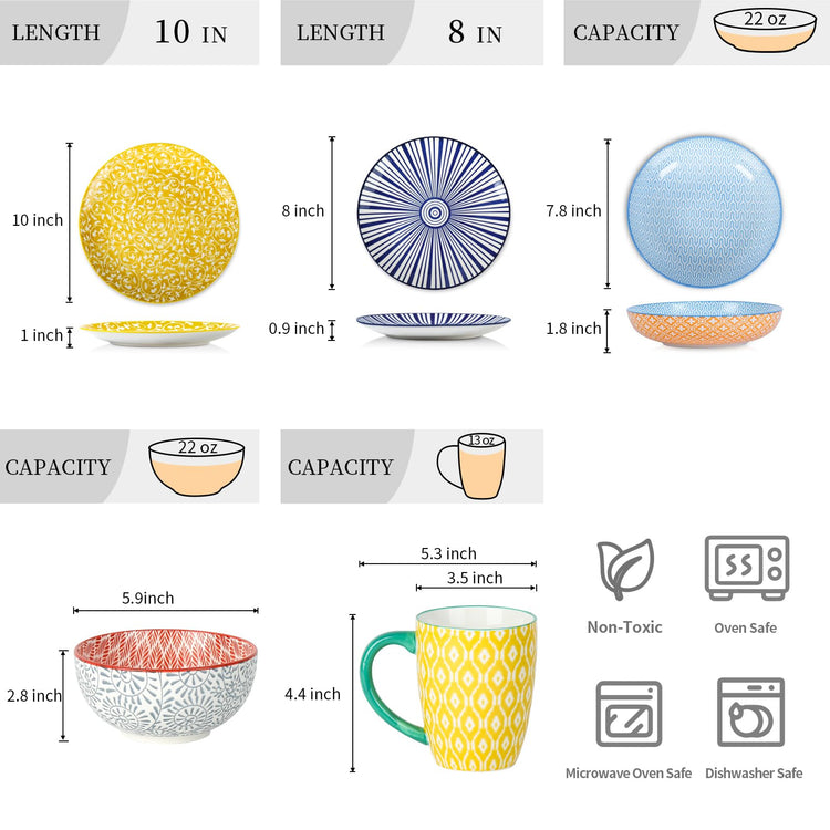30 Pieces Ceramic Dinnerware Sets for 6