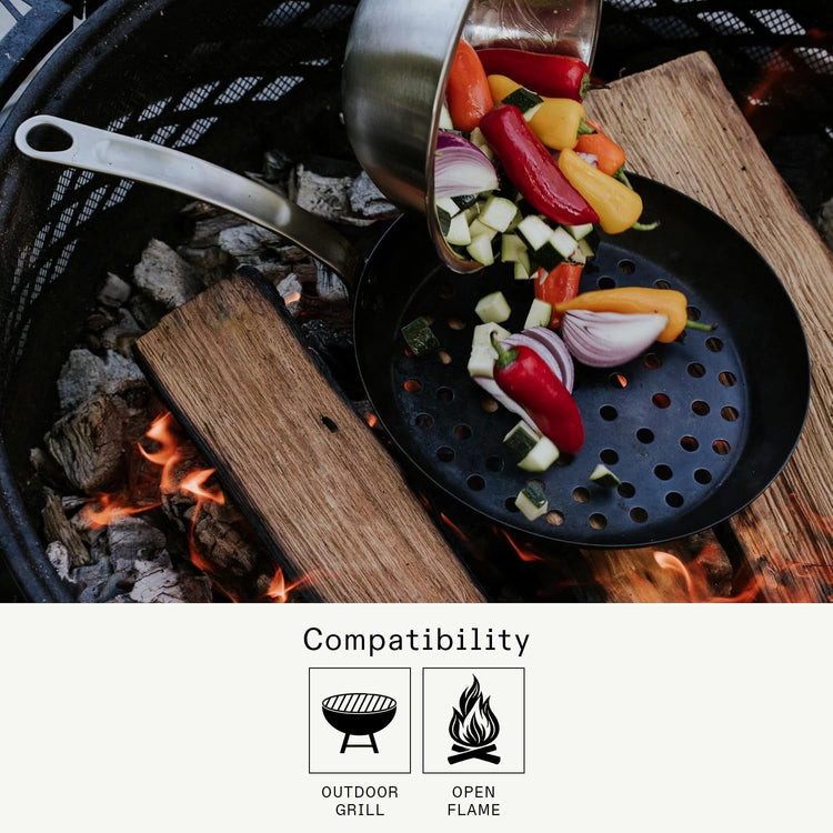 Cookware 12" Seasoned Carbon Steel Grill Frying Pan