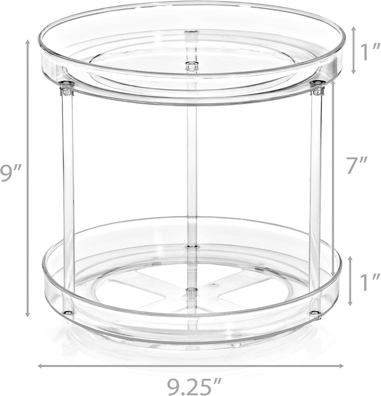 Sorbus 9 Inch 2 Tier Clear Lazy Susan Organizer, Turntable Organizer for Spice Organization for Cabinet, Lazy Susan Turntable for Kitchen, Home, Office, Closet, Classroom, Laundry Room Organization