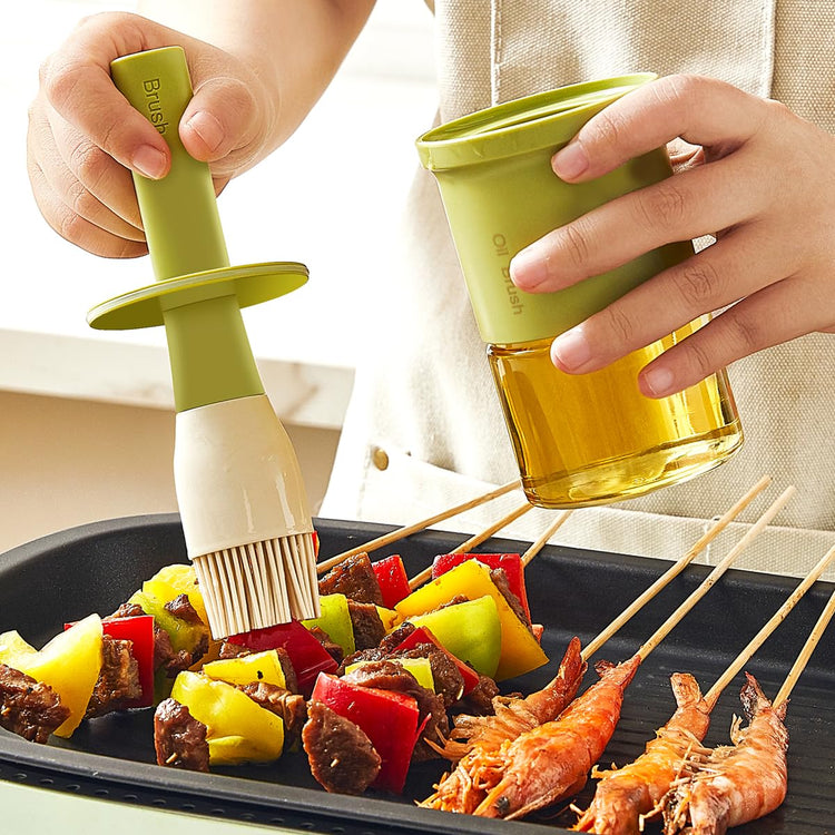 Glass Oil Dispenser with Heat Resistant Brush
