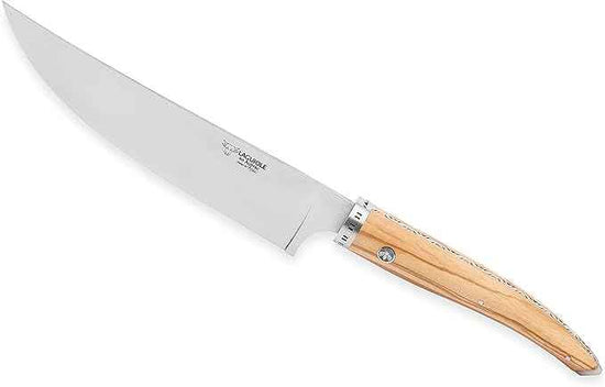 Laguiole en Aubrac Cuisine Gourmet Stainless Fully Forged Steel Made In France Complete 7 Piece Premium Kitchen Knife Magnetic Block Set With Mixed Wood Handles