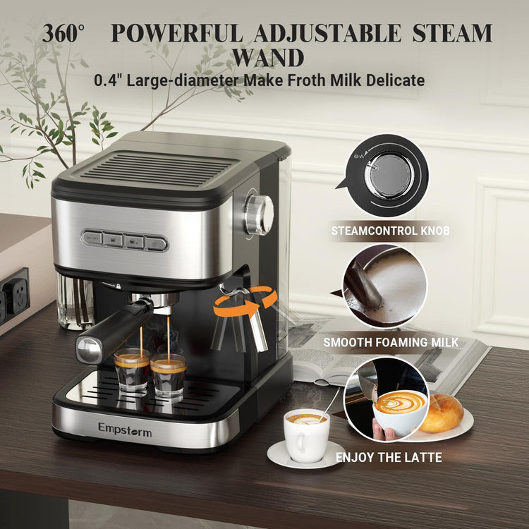 20 Bar Espresso Machine with Milk Frother Steam