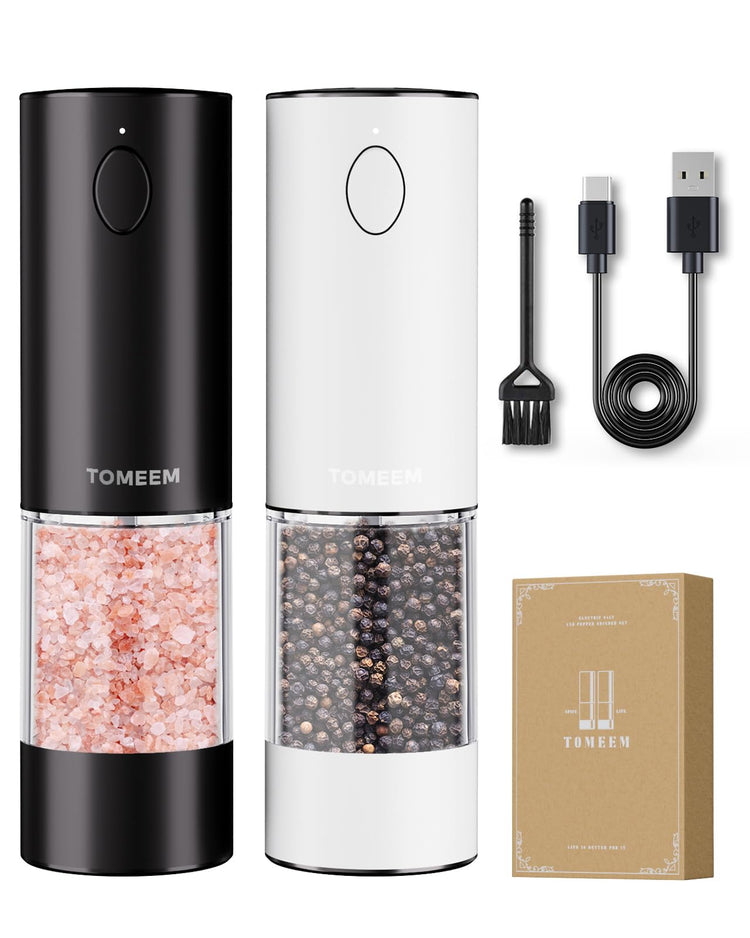 Larger Capacity Rechargeable Electric Salt and Pepper Grinder Set