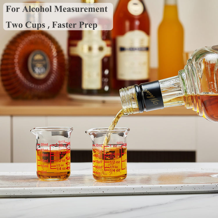 Glass Measuring Cups with V (2 Count (1 fl oz each))