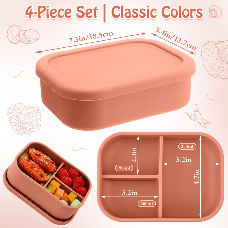 4 Pcs Silicone Bento Box (4 Count)