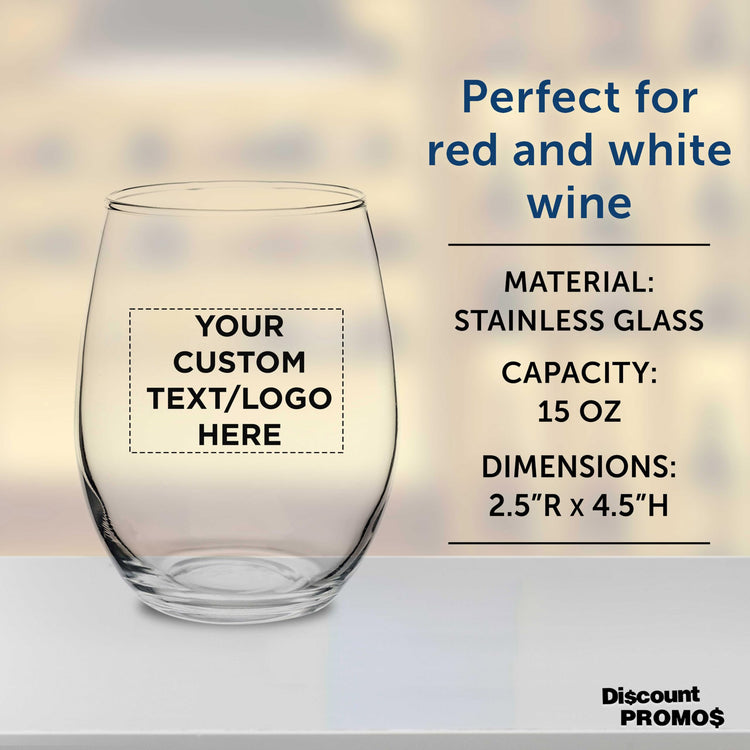 Custom Stemless Wine Glasses in Bulk by ARC Perfection (100 Count)