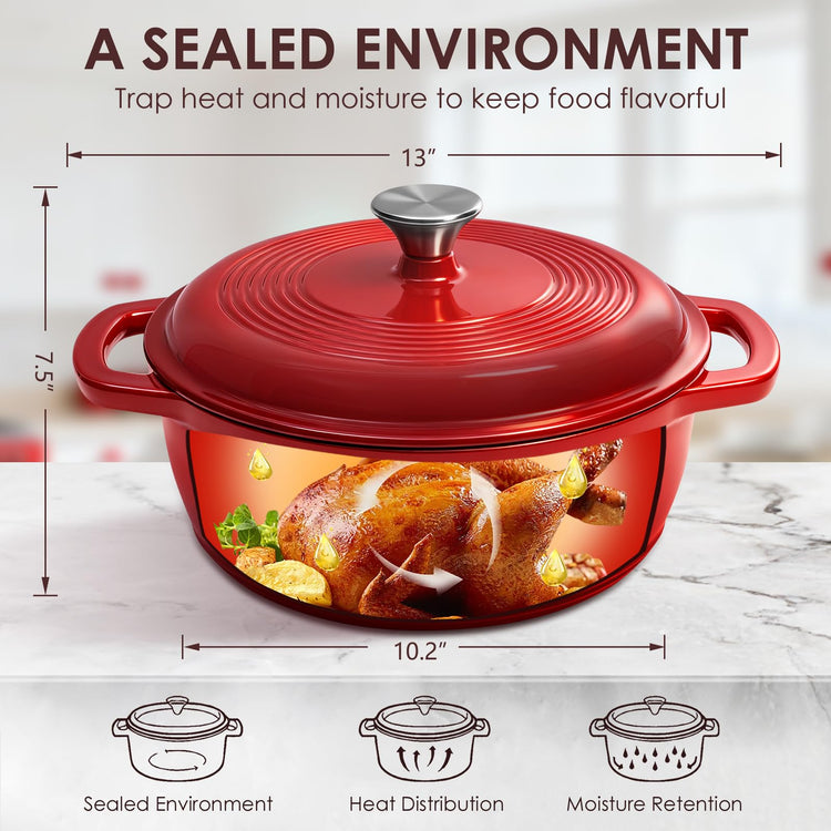 Enameled Cast Iron Dutch Oven Pot With Lid