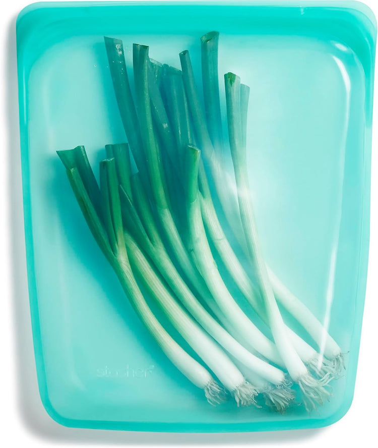Stasher Premium Silicone Reusable Food Storage Half Gallon Bag, Aqua, Microwave, Sous Vide, Dishwasher, Oven and Freezer Safe, BPA Free, Leak-free, Eco-friendly, 64 Oz