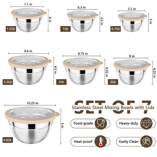 Mixing Bowl with Lid Set of 7