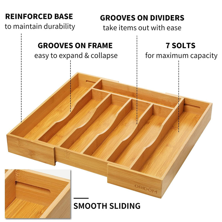 2 Piece Bamboo Silverware Organizer (2 Count)