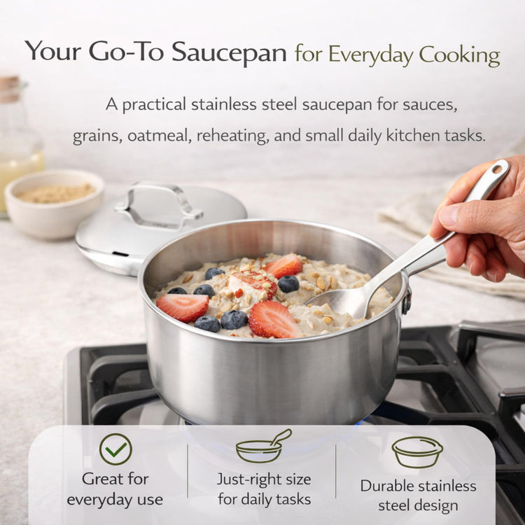 Maestro 1.7 Qt Stainless Steel Saucepan with Lid Measurement Marks