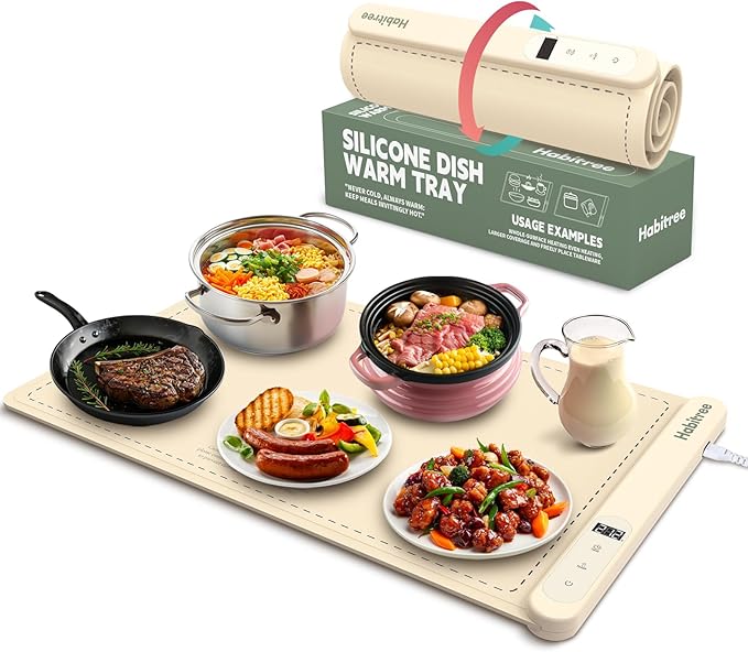 Food Warming Mat, Silicone Electric Warming Tray - Day Gifts, 6 Heat Settings, Portable, Upgraded Graphene Full Surface Rapid Heating, Easy to Clean, Ideal for Parties, Buffets, and Daily Use