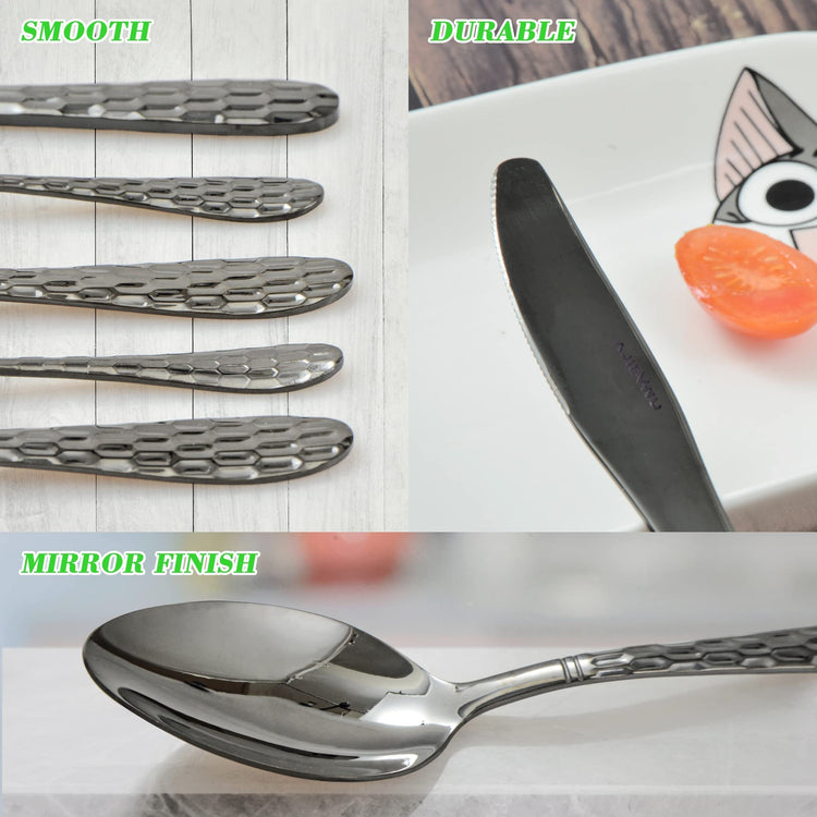 Hammered Silverware Set for 4