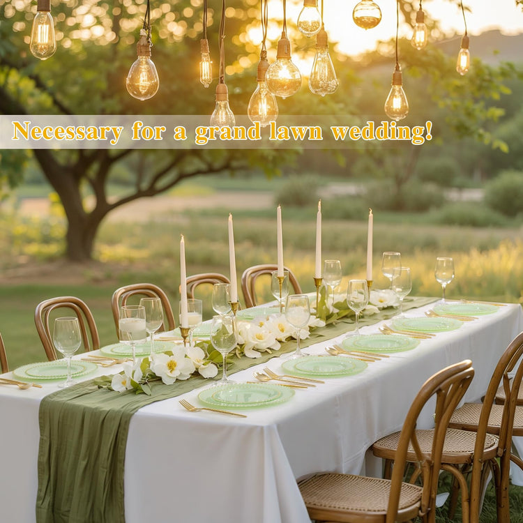 100pcs Green Plastic Plates with Gold Bead Design for Wedding (100 Count)