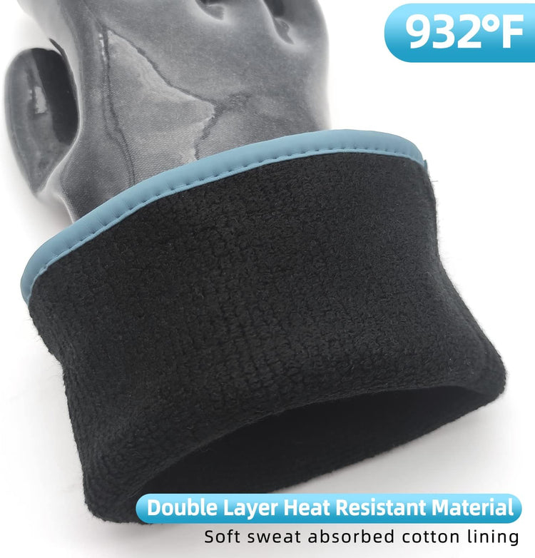 DEYAN Silicone BBQ Gloves, 932°F Heat Resistant Oven Gloves with Fingers, Kitchen Waterproof Hot Proof Glove for Fryer, Smoker, Baking, Cooking, Cutting(8/M)