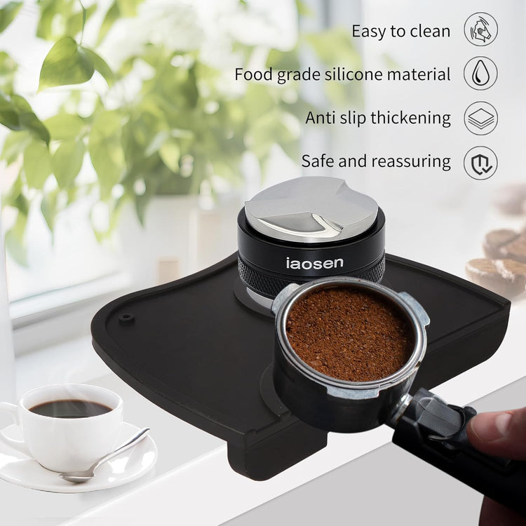 6 Inch Large Capacity Design Espresso Knock Box Tamping Mat Espresso Machine Accessories Set of 2 with Removable Knock Bar and Anti-Slip Base for Home Office Barista Tools for Bar Shop