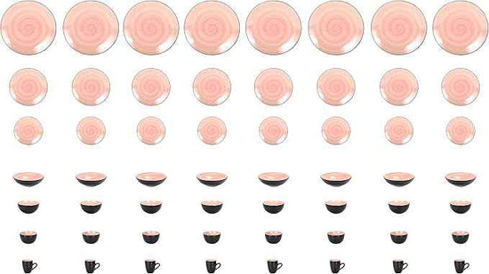 Stoneware Sonoma Dinnerware Set, Black + Speckled Spin Wash (56pc Set, Rose)